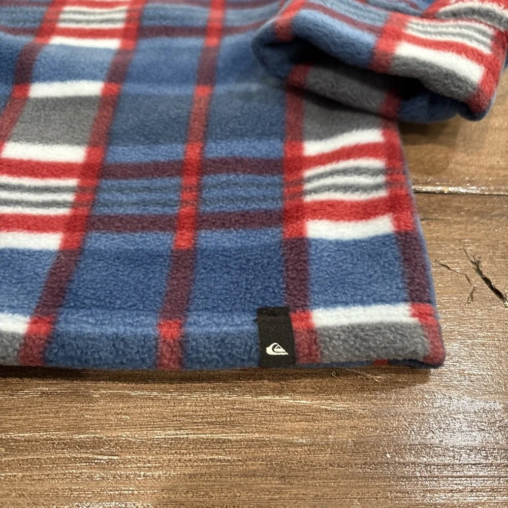 Quicksilver Flannel Shirt Youth Medium 14/16Blue Plaid Fleece Button Outdoor Top